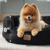 imageBedsure Dog Beds for Small Dogs  Round Cat Beds for Indoor Cats Washable Pet Bed for Puppy and Kitten with SlipResistant Bottom 20 Inche WhiteBlack