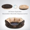 imageBedsure Dog Beds for Small Dogs  Round Cat Beds for Indoor Cats Washable Pet Bed for Puppy and Kitten with SlipResistant Bottom 20 Inche WhiteBrown