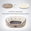 imageBedsure Dog Beds for Small Dogs  Round Cat Beds for Indoor Cats Washable Pet Bed for Puppy and Kitten with SlipResistant Bottom 20 Inche WhiteCamel