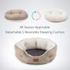 imageBedsure Dog Beds for Small Dogs  Round Cat Beds for Indoor Cats Washable Pet Bed for Puppy and Kitten with SlipResistant Bottom 20 Inche WhiteCamel