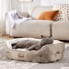 imageBedsure Dog Beds for Small Dogs  Round Cat Beds for Indoor Cats Washable Pet Bed for Puppy and Kitten with SlipResistant Bottom 20 Inche WhiteCamel