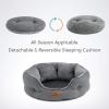 imageBedsure Dog Beds for Small Dogs  Round Cat Beds for Indoor Cats Washable Pet Bed for Puppy and Kitten with SlipResistant Bottom 20 Inche WhiteGrey
