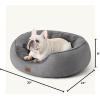 imageBedsure Dog Beds for Small Dogs  Round Cat Beds for Indoor Cats Washable Pet Bed for Puppy and Kitten with SlipResistant Bottom 20 Inche WhiteGrey
