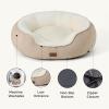 imageBedsure Dog Beds for Small Dogs  Round Cat Beds for Indoor Cats Washable Pet Bed for Puppy and Kitten with SlipResistant Bottom 20 Inche WhiteGrey