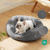 imageBedsure Dog Beds for Small Dogs  Round Cat Beds for Indoor Cats Washable Pet Bed for Puppy and Kitten with SlipResistant Bottom 20 Inche WhiteGrey