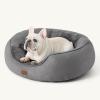 imageBedsure Dog Beds for Small Dogs  Round Cat Beds for Indoor Cats Washable Pet Bed for Puppy and Kitten with SlipResistant Bottom 20 Inche WhiteGrey