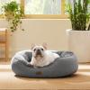 imageBedsure Dog Beds for Small Dogs  Round Cat Beds for Indoor Cats Washable Pet Bed for Puppy and Kitten with SlipResistant Bottom 20 Inche WhiteGrey