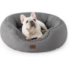 imageBedsure Dog Beds for Small Dogs  Round Cat Beds for Indoor Cats Washable Pet Bed for Puppy and Kitten with SlipResistant Bottom 20 Inche WhiteGrey