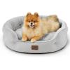 imageBedsure Dog Beds for Small Dogs  Round Cat Beds for Indoor Cats Washable Pet Bed for Puppy and Kitten with SlipResistant Bottom 20 Inche WhitePale Grey
