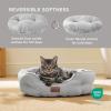 imageBedsure Dog Beds for Small Dogs  Round Cat Beds for Indoor Cats Washable Pet Bed for Puppy and Kitten with SlipResistant Bottom 20 Inche WhitePale Grey