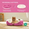 imageBedsure Dog Beds for Small Dogs  Round Cat Beds for Indoor Cats Washable Pet Bed for Puppy and Kitten with SlipResistant Bottom 20 Inche WhiteRosy Pink