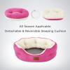 imageBedsure Dog Beds for Small Dogs  Round Cat Beds for Indoor Cats Washable Pet Bed for Puppy and Kitten with SlipResistant Bottom 20 Inche WhiteRosy Pink