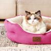 imageBedsure Dog Beds for Small Dogs  Round Cat Beds for Indoor Cats Washable Pet Bed for Puppy and Kitten with SlipResistant Bottom 20 Inche WhiteRosy Pink