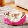 imageBedsure Dog Beds for Small Dogs  Round Cat Beds for Indoor Cats Washable Pet Bed for Puppy and Kitten with SlipResistant Bottom 20 Inche WhiteRosy Pink