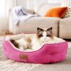 imageBedsure Dog Beds for Small Dogs  Round Cat Beds for Indoor Cats Washable Pet Bed for Puppy and Kitten with SlipResistant Bottom 20 Inche WhiteRosy Pink
