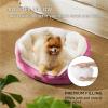 imageBedsure Dog Beds for Small Dogs  Round Cat Beds for Indoor Cats Washable Pet Bed for Puppy and Kitten with SlipResistant Bottom 20 Inche WhiteRosy Pink