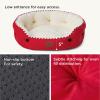 imageBedsure Dog Beds for Small Dogs  Round Cat Beds for Indoor Cats Washable Pet Bed for Puppy and Kitten with SlipResistant Bottom 20 Inche WhiteSavvy Red