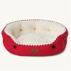 imageBedsure Dog Beds for Small Dogs  Round Cat Beds for Indoor Cats Washable Pet Bed for Puppy and Kitten with SlipResistant Bottom 20 Inche WhiteSavvy Red