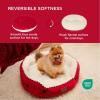 imageBedsure Dog Beds for Small Dogs  Round Cat Beds for Indoor Cats Washable Pet Bed for Puppy and Kitten with SlipResistant Bottom 20 Inche WhiteSavvy Red