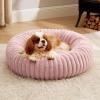 imageBedsure Donut Medium Dog Bed  Washable Faux Fur with Corduroy Fleece ampamp Anti Slip Bottom Round Pet Bed with Removable Cover Cream 30x30x8 inchesBlush Pink