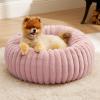 imageBedsure Donut Medium Dog Bed  Washable Faux Fur with Corduroy Fleece ampamp Anti Slip Bottom Round Pet Bed with Removable Cover Cream 30x30x8 inchesBlush Pink