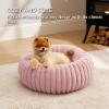 imageBedsure Donut Medium Dog Bed  Washable Faux Fur with Corduroy Fleece ampamp Anti Slip Bottom Round Pet Bed with Removable Cover Cream 30x30x8 inchesBlush Pink