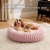 imageBedsure Donut Medium Dog Bed  Washable Faux Fur with Corduroy Fleece ampamp Anti Slip Bottom Round Pet Bed with Removable Cover Cream 30x30x8 inchesBlush Pink