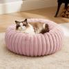imageBedsure Donut Medium Dog Bed  Washable Faux Fur with Corduroy Fleece ampamp Anti Slip Bottom Round Pet Bed with Removable Cover Cream 30x30x8 inchesBlush Pink