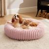 imageBedsure Donut Medium Dog Bed  Washable Faux Fur with Corduroy Fleece ampamp Anti Slip Bottom Round Pet Bed with Removable Cover Cream 30x30x8 inchesBlush Pink