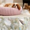 imageBedsure Donut Medium Dog Bed  Washable Faux Fur with Corduroy Fleece ampamp Anti Slip Bottom Round Pet Bed with Removable Cover Cream 30x30x8 inchesBlush Pink