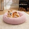 imageBedsure Donut Medium Dog Bed  Washable Faux Fur with Corduroy Fleece ampamp Anti Slip Bottom Round Pet Bed with Removable Cover Cream 30x30x8 inchesBlush Pink
