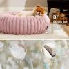 imageBedsure Donut Medium Dog Bed  Washable Faux Fur with Corduroy Fleece ampamp Anti Slip Bottom Round Pet Bed with Removable Cover Cream 30x30x8 inchesBlush Pink