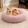 imageBedsure Donut Medium Dog Bed  Washable Faux Fur with Corduroy Fleece ampamp Anti Slip Bottom Round Pet Bed with Removable Cover Cream 30x30x8 inchesBlush Pink