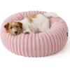 imageBedsure Donut Medium Dog Bed  Washable Faux Fur with Corduroy Fleece ampamp Anti Slip Bottom Round Pet Bed with Removable Cover Cream 30x30x8 inchesBlush Pink