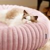 imageBedsure Donut Medium Dog Bed  Washable Faux Fur with Corduroy Fleece ampamp Anti Slip Bottom Round Pet Bed with Removable Cover Cream 30x30x8 inchesBlush Pink