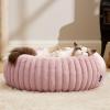 imageBedsure Donut Medium Dog Bed  Washable Faux Fur with Corduroy Fleece ampamp Anti Slip Bottom Round Pet Bed with Removable Cover Cream 30x30x8 inchesBlush Pink