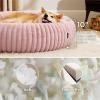 imageBedsure Donut Medium Dog Bed  Washable Faux Fur with Corduroy Fleece ampamp Anti Slip Bottom Round Pet Bed with Removable Cover Cream 30x30x8 inchesBlush Pink