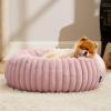 imageBedsure Donut Medium Dog Bed  Washable Faux Fur with Corduroy Fleece ampamp Anti Slip Bottom Round Pet Bed with Removable Cover Cream 30x30x8 inchesBlush Pink