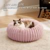 imageBedsure Donut Medium Dog Bed  Washable Faux Fur with Corduroy Fleece ampamp Anti Slip Bottom Round Pet Bed with Removable Cover Cream 30x30x8 inchesBlush Pink