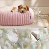 imageBedsure Donut Medium Dog Bed  Washable Faux Fur with Corduroy Fleece ampamp Anti Slip Bottom Round Pet Bed with Removable Cover Cream 30x30x8 inchesBlush Pink