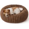 imageBedsure Donut Medium Dog Bed  Washable Faux Fur with Corduroy Fleece ampamp Anti Slip Bottom Round Pet Bed with Removable Cover Cream 30x30x8 inchesCopper Brown