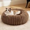 imageBedsure Donut Medium Dog Bed  Washable Faux Fur with Corduroy Fleece ampamp Anti Slip Bottom Round Pet Bed with Removable Cover Cream 30x30x8 inchesCopper Brown