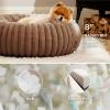 imageBedsure Donut Medium Dog Bed  Washable Faux Fur with Corduroy Fleece ampamp Anti Slip Bottom Round Pet Bed with Removable Cover Cream 30x30x8 inchesCopper Brown