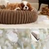imageBedsure Donut Medium Dog Bed  Washable Faux Fur with Corduroy Fleece ampamp Anti Slip Bottom Round Pet Bed with Removable Cover Cream 30x30x8 inchesCopper Brown