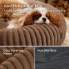 imageBedsure Donut Medium Dog Bed  Washable Faux Fur with Corduroy Fleece ampamp Anti Slip Bottom Round Pet Bed with Removable Cover Cream 30x30x8 inchesCopper Brown