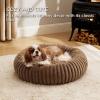 imageBedsure Donut Medium Dog Bed  Washable Faux Fur with Corduroy Fleece ampamp Anti Slip Bottom Round Pet Bed with Removable Cover Cream 30x30x8 inchesCopper Brown