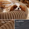 imageBedsure Donut Medium Dog Bed  Washable Faux Fur with Corduroy Fleece ampamp Anti Slip Bottom Round Pet Bed with Removable Cover Cream 30x30x8 inchesCopper Brown