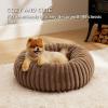 imageBedsure Donut Medium Dog Bed  Washable Faux Fur with Corduroy Fleece ampamp Anti Slip Bottom Round Pet Bed with Removable Cover Cream 30x30x8 inchesCopper Brown