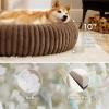 imageBedsure Donut Medium Dog Bed  Washable Faux Fur with Corduroy Fleece ampamp Anti Slip Bottom Round Pet Bed with Removable Cover Cream 30x30x8 inchesCopper Brown