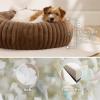 imageBedsure Donut Medium Dog Bed  Washable Faux Fur with Corduroy Fleece ampamp Anti Slip Bottom Round Pet Bed with Removable Cover Cream 30x30x8 inchesCopper Brown